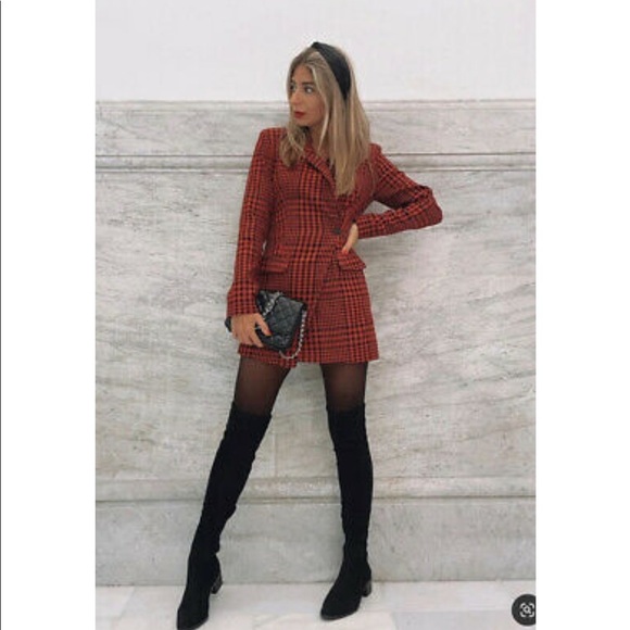 Zara red houndstooth blazer romper XS - Picture 14 of 14